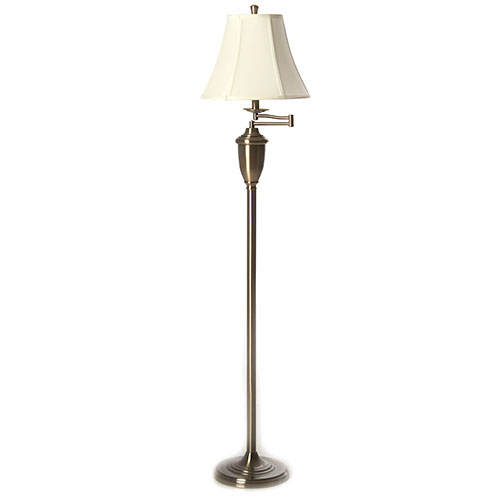 Fangio Lighting Swing Arm Floor Lamp-Brushed Steel