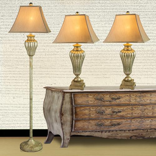 Fangio Lighting Metal & Glass 3pc. Lamp Set-Silver alternate view