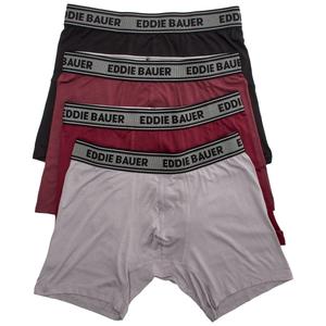 Mens Eddie Bauer(R) 4pk. Microfiber Boxer Briefs - Maroon/Black