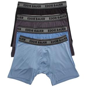Mens Eddie Bauer(R) 4pk. Microfiber Boxer Briefs - Blue/Black