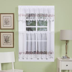 Vintage Embroidered Macrame Trim Valance - 58x14