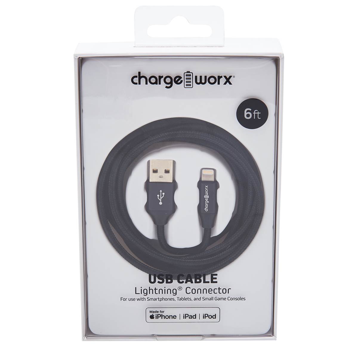 Charge Worx 6ft Lightning Cable