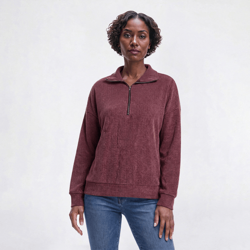 Womens C'est La Vie Long Sleeve Drop Shoulder Sweater - Burgundy