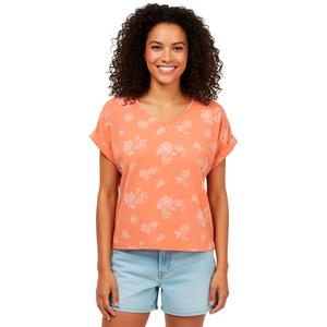 Womens C'est La Vie Short Dolman Cuff Sleeve Floral V-Neck Blouse
