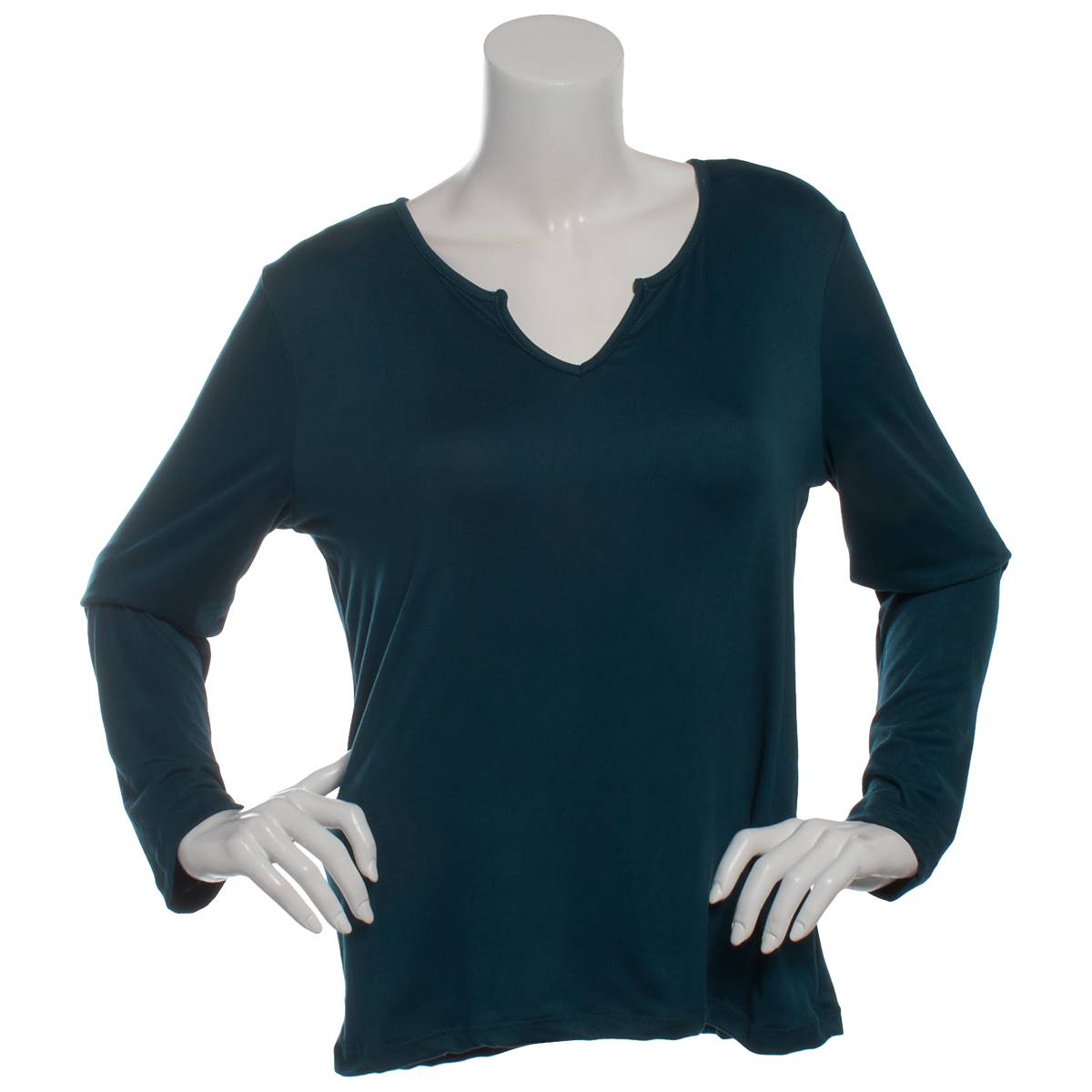 Womens C'est La Vie Long Sleeve Solid Split Neck Tee