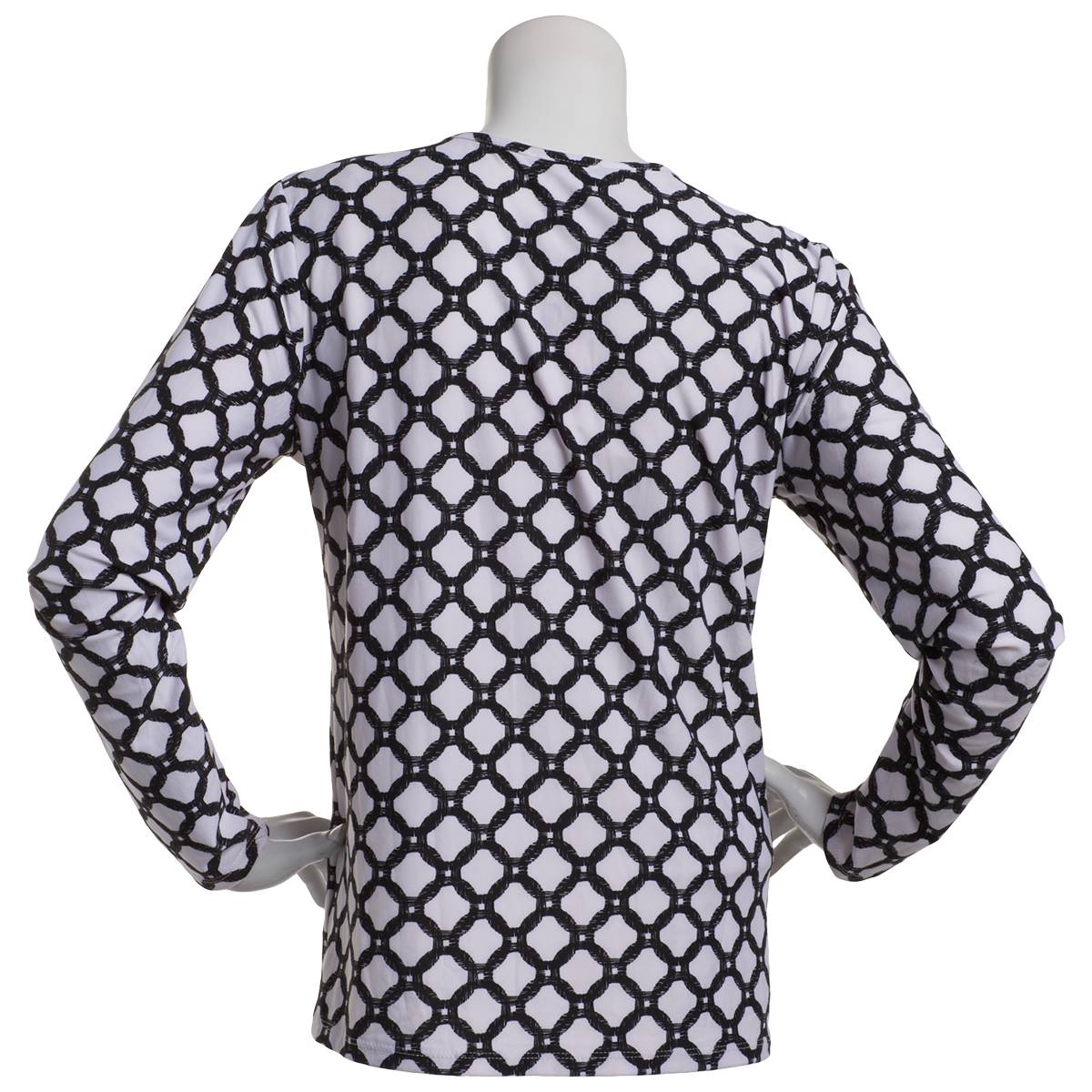 Womens Cest La Vie Long Sleeve Split Neck Lattice Tee