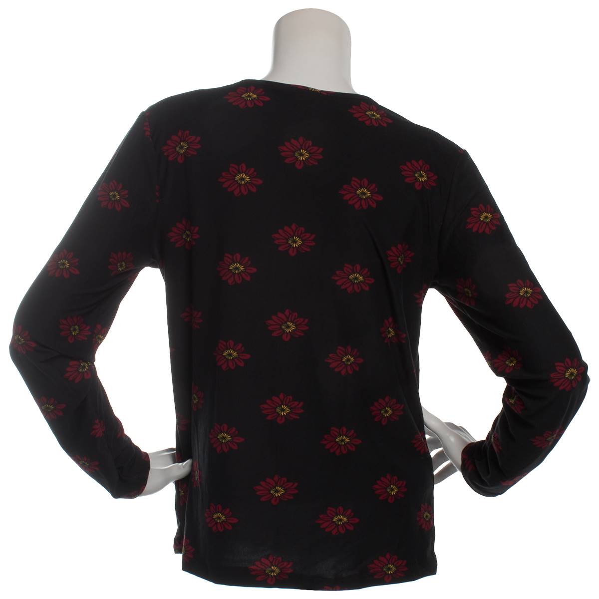 Womens C'est La Vie Long Sleeve Tossed Floral Split Neck Tee