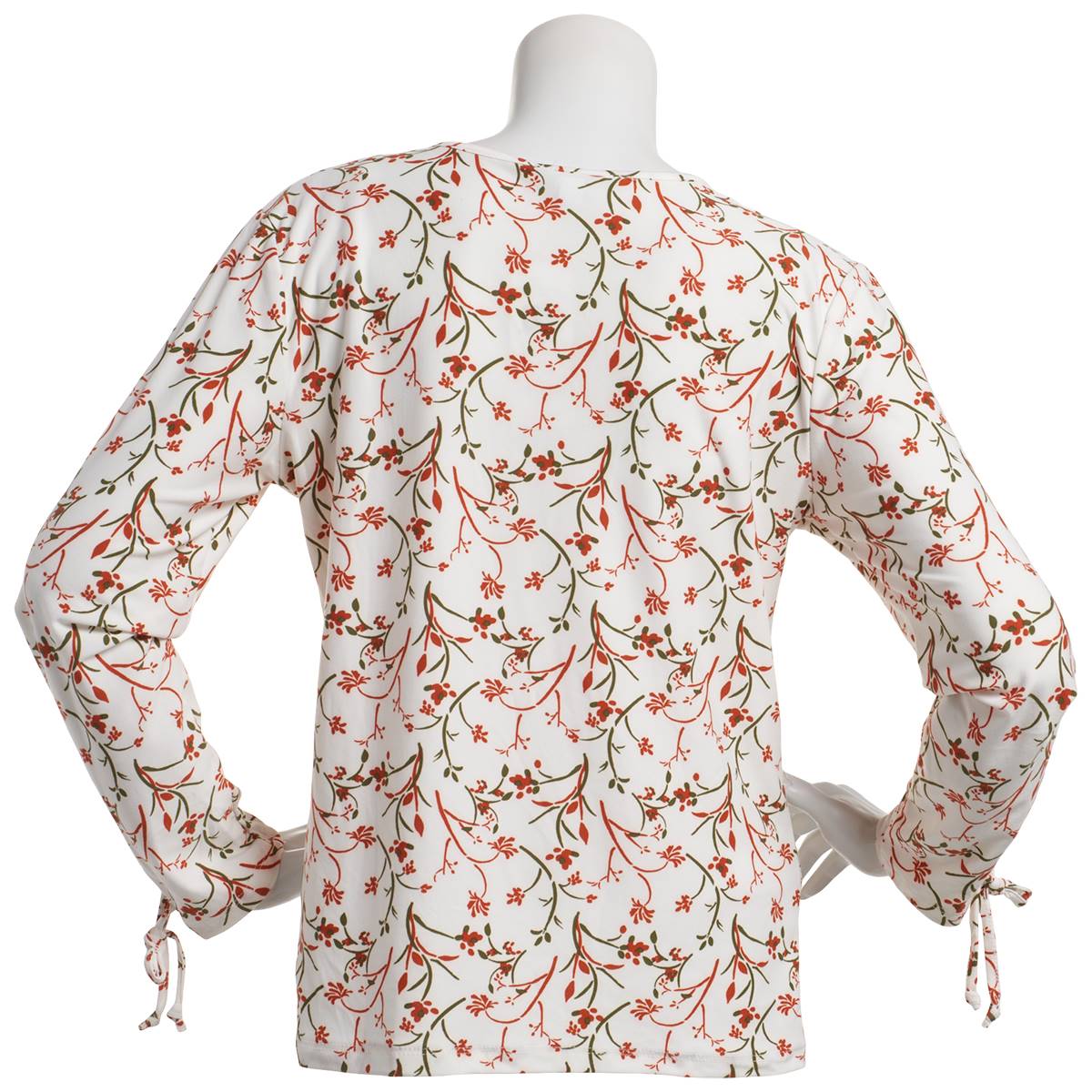 Womens C'est La Vie Long Tie Sleeve Floral Vine V-Neck Tee