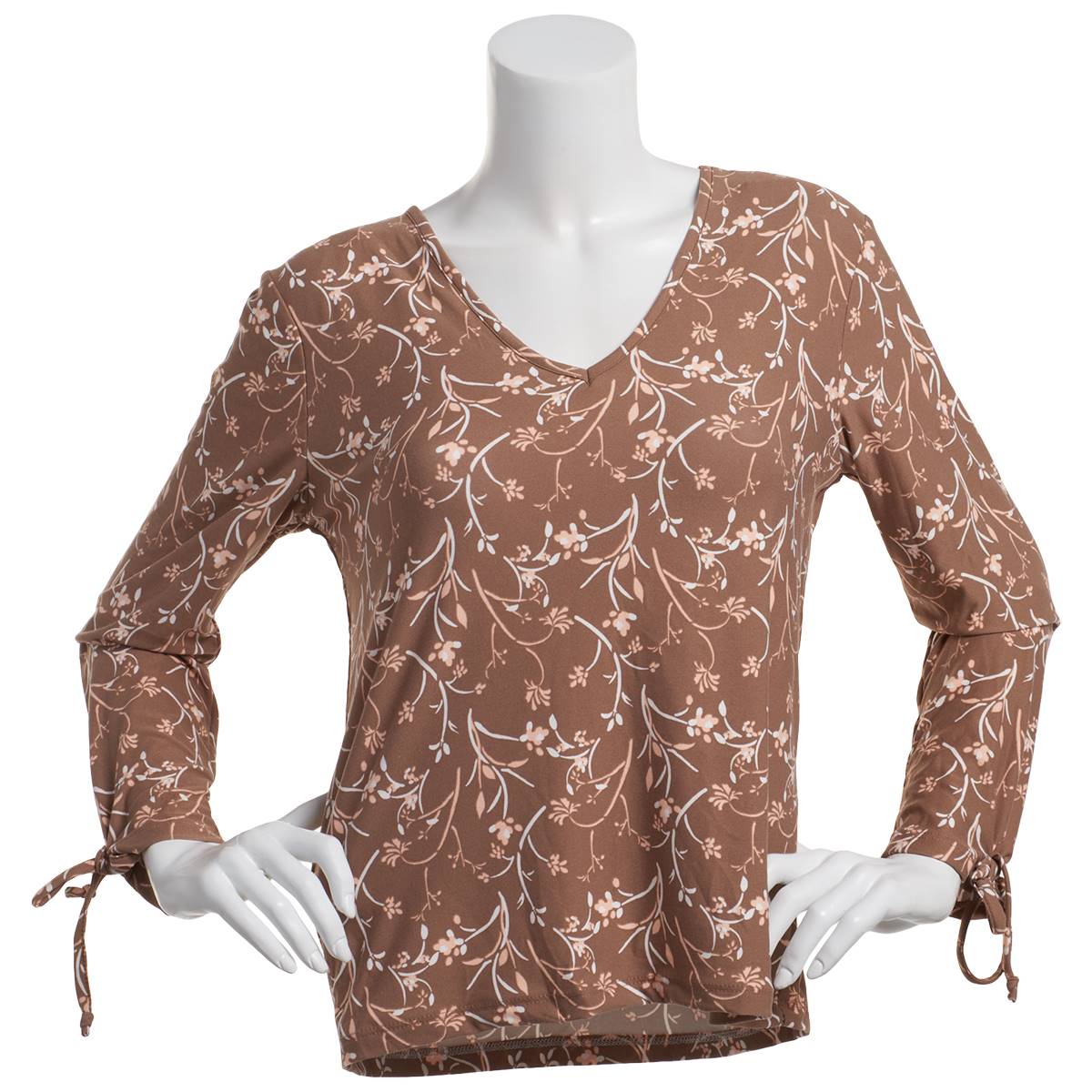 Womens C'est La Vie Long Tie Sleeve Micro Floral Tee