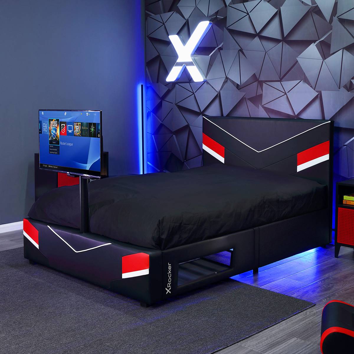 X Rocker Orion ESports Gaming Full Bed Frame W/ TV Mount
