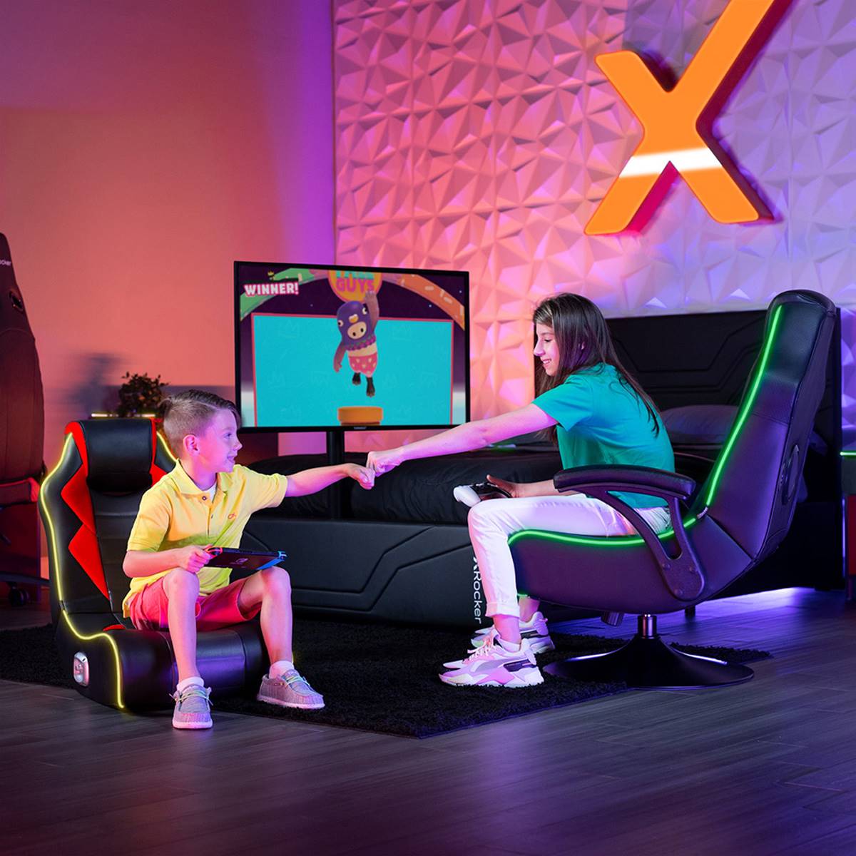 X Rocker Flash LED Audio Floor Rocker Gaming Chair