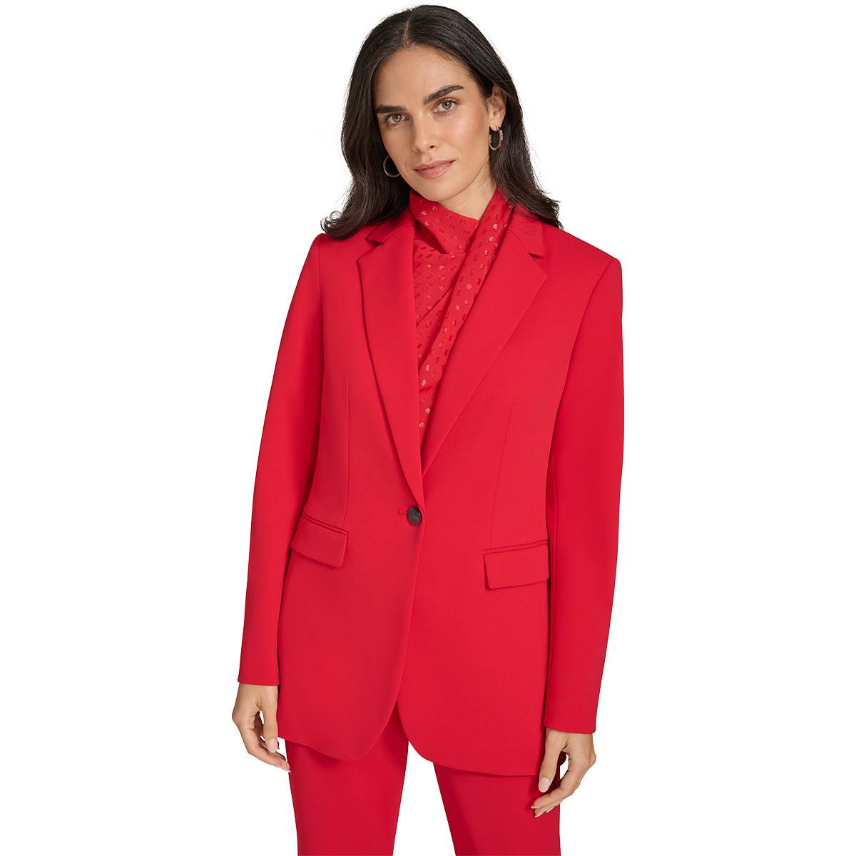 Petites Calvin Klein Long Sleeve One Button Notch Collar Jacket