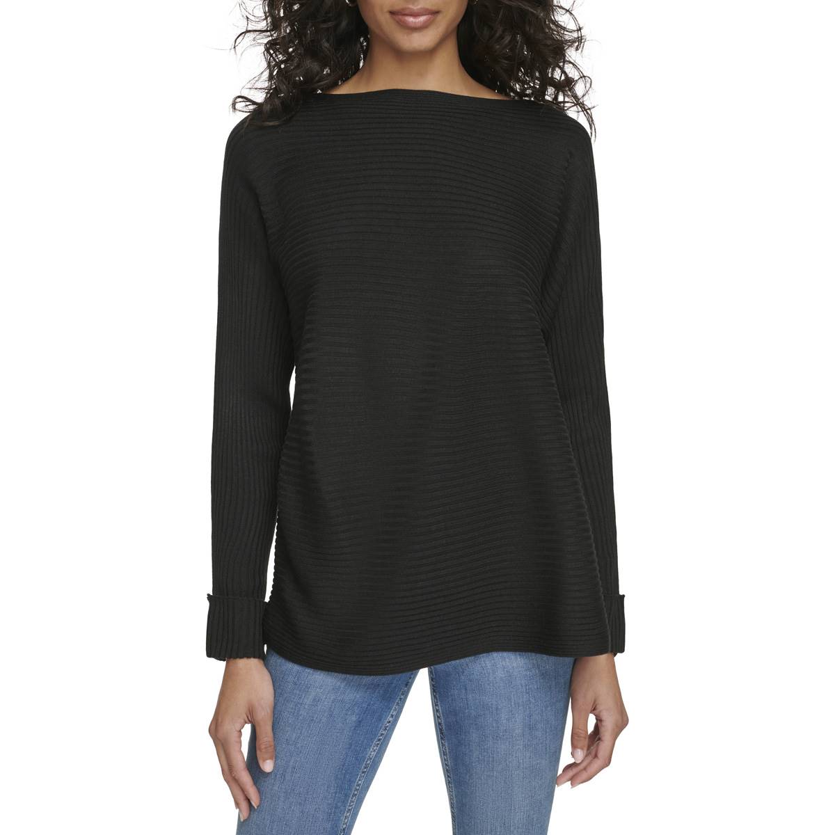 Womens Calvin Klein Long Sleeve Solid Ribbed Sweater W/Cuffs