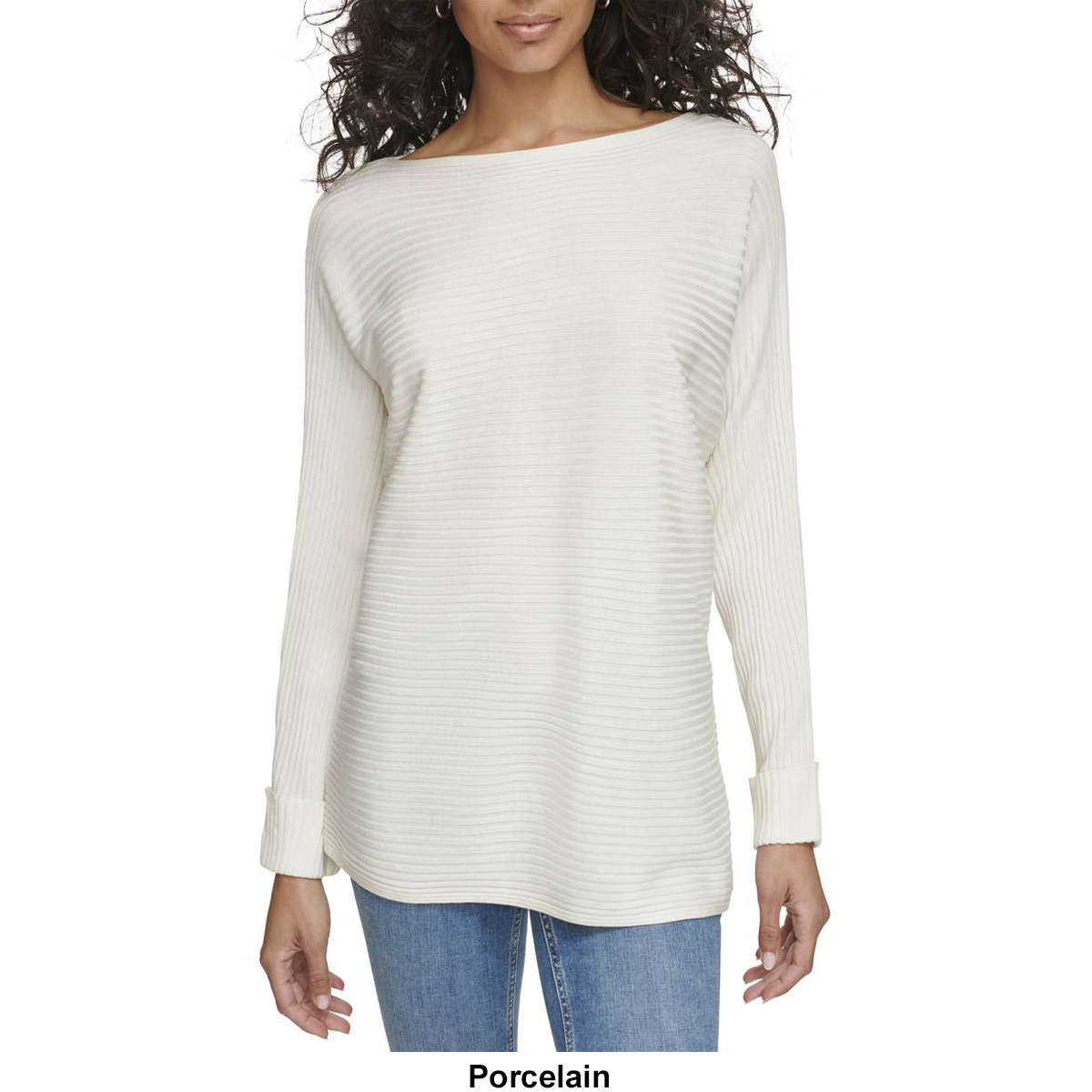 Womens Calvin Klein Long Sleeve Solid Ribbed Sweater W/Cuffs