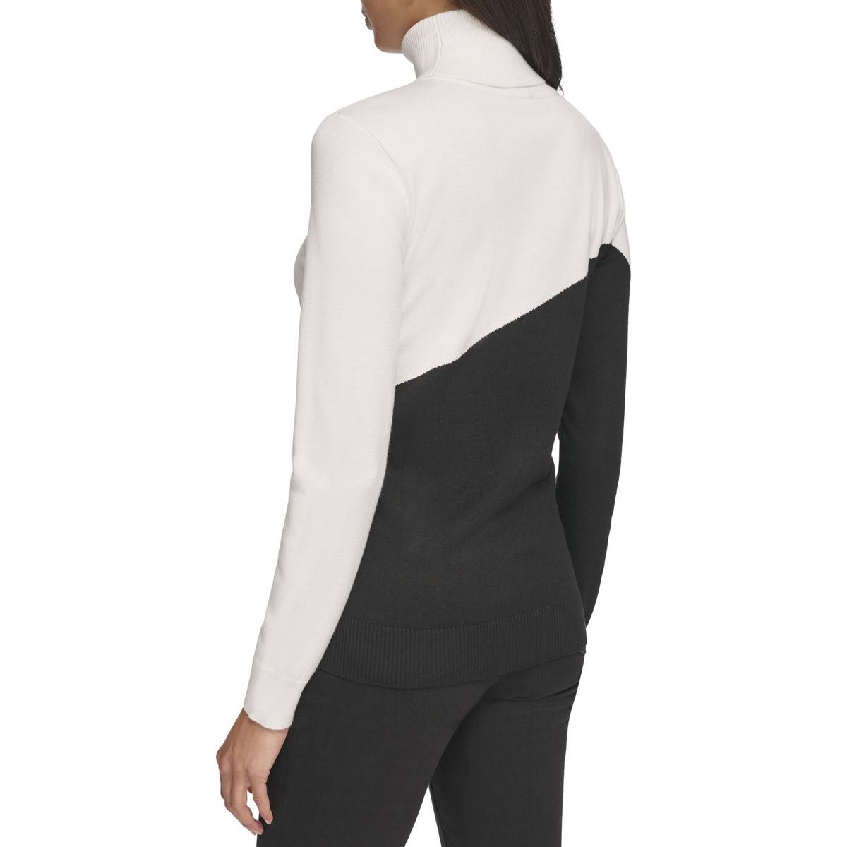 Womens Calvin Klein Long Sleeve Color Block Turtleneck Sweater