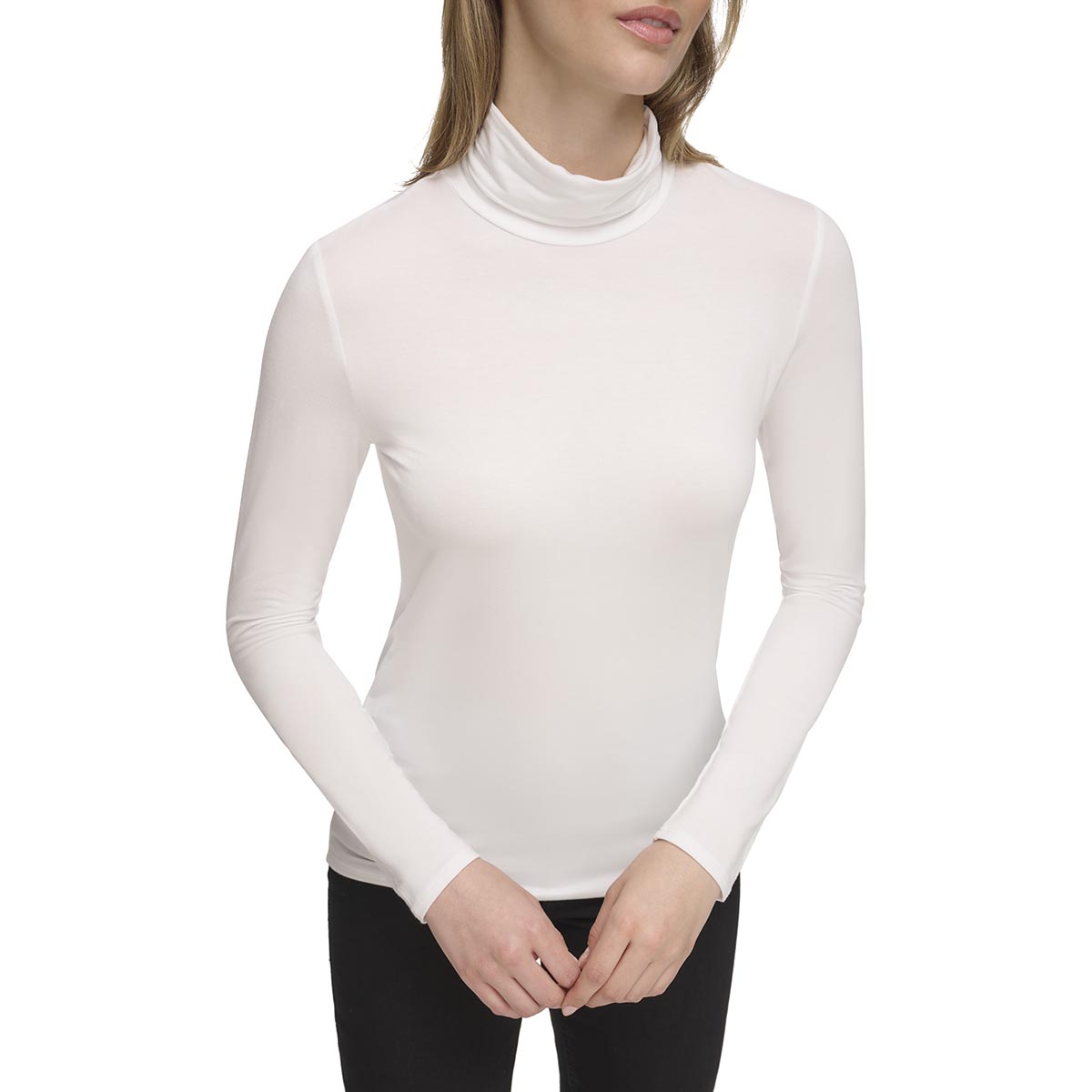 Womens Calvin Klein Jersey Long Sleeve Turtleneck Tee