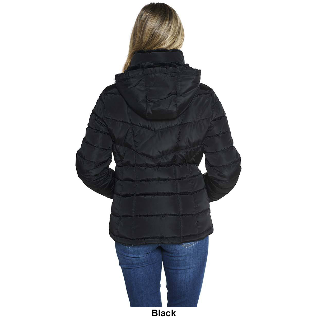 Womens Calvin Klein Short Puffer Jacket With Chest Zipper