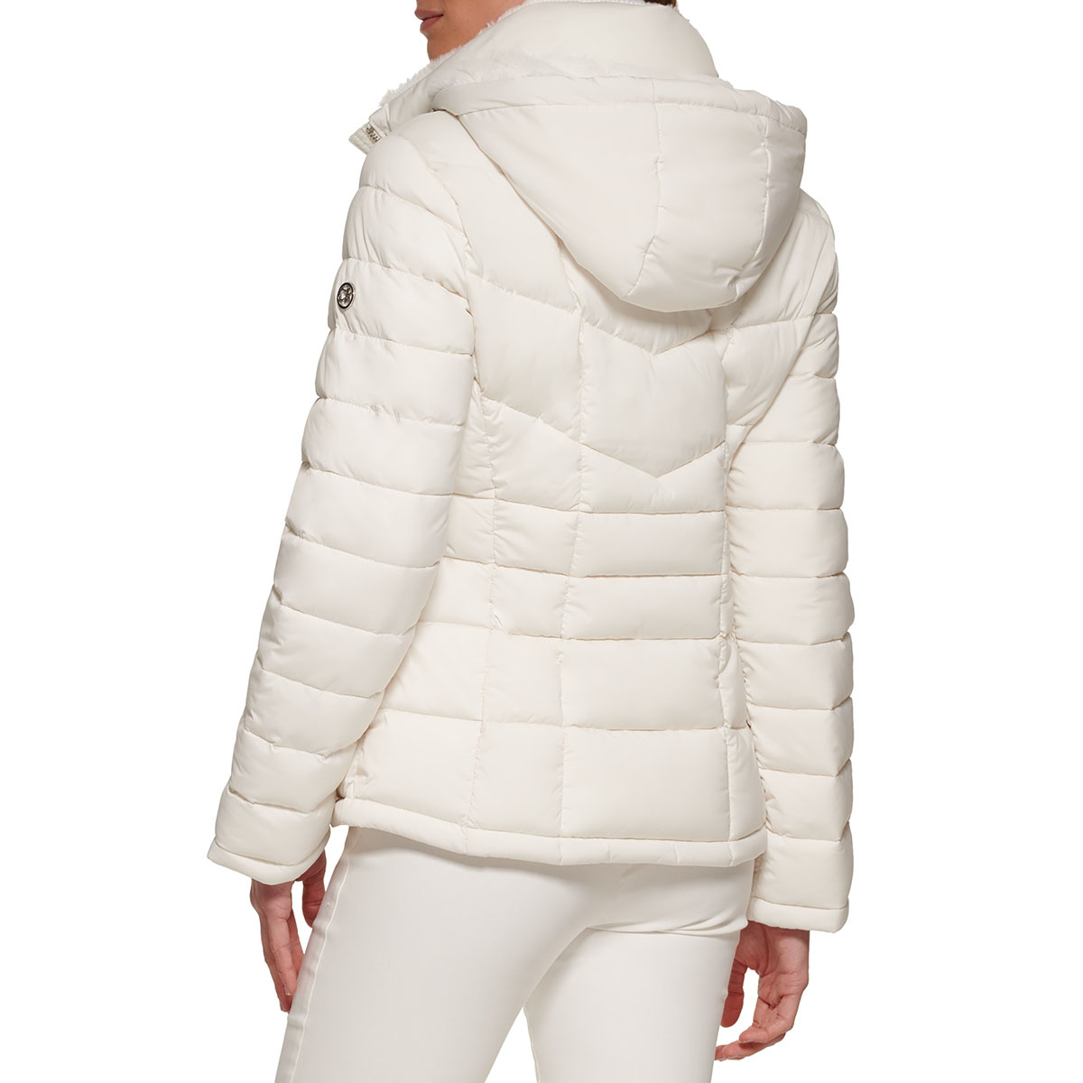 Plus Size Calvin Klein Short Puffer Jacket With Chest Zipper