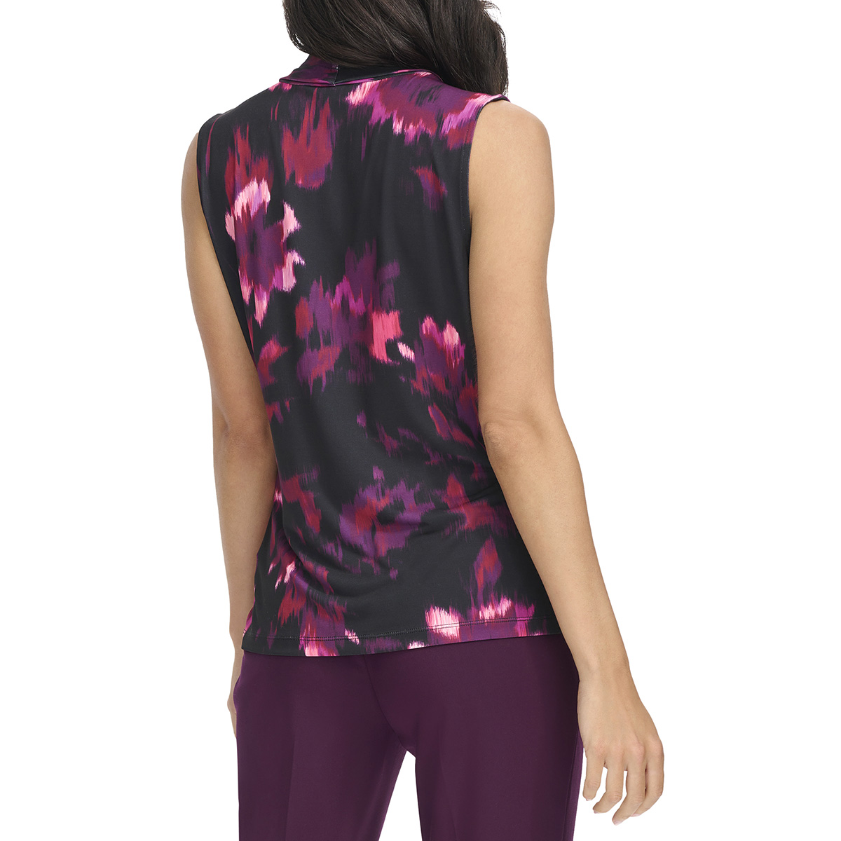 Womens Calvin Klein Sleeveless Smudge Floral V-Neck Blouse