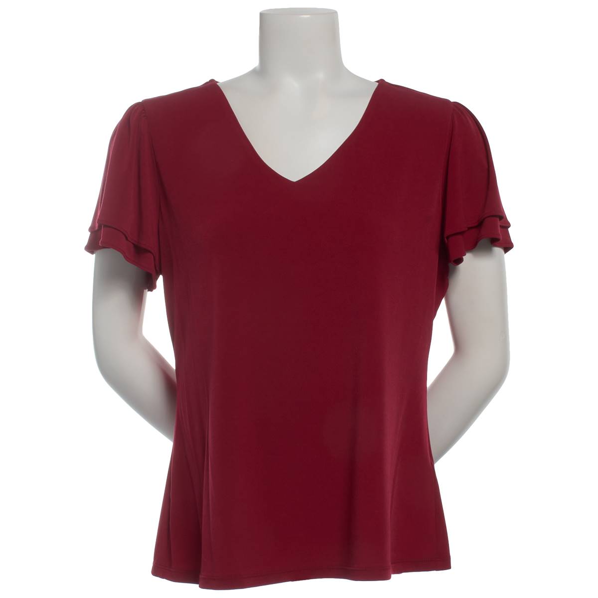 Womens Calvin Klein Short Double Tier Sleeve V-Neck Blouse