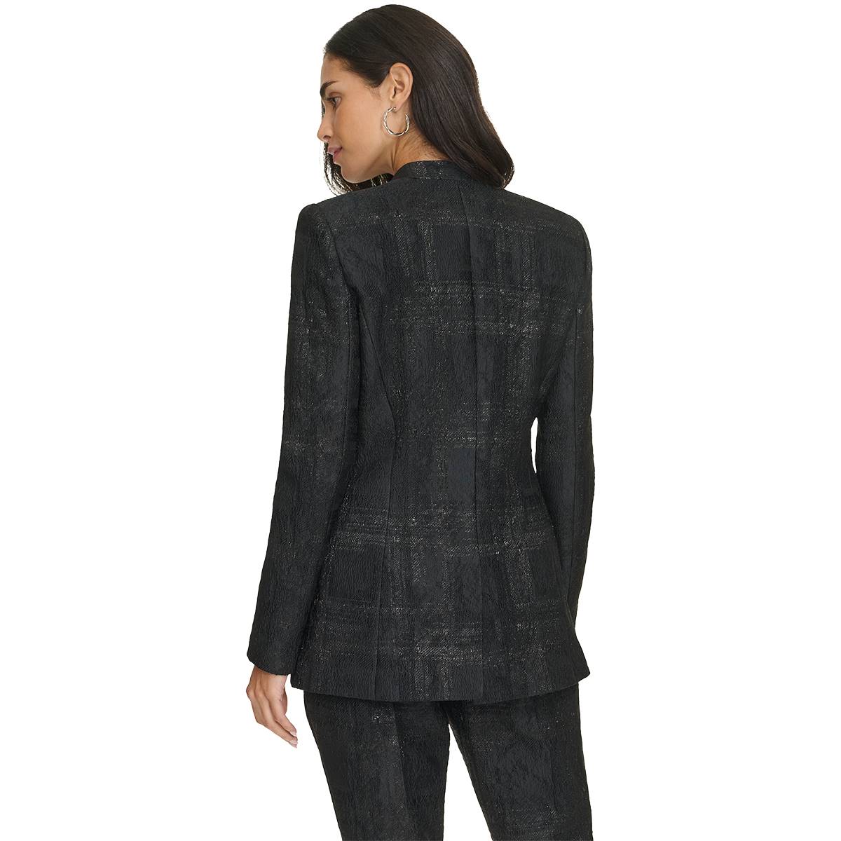 Womens Calvin Klein Long Sleeve One Button Jacquard Jacket