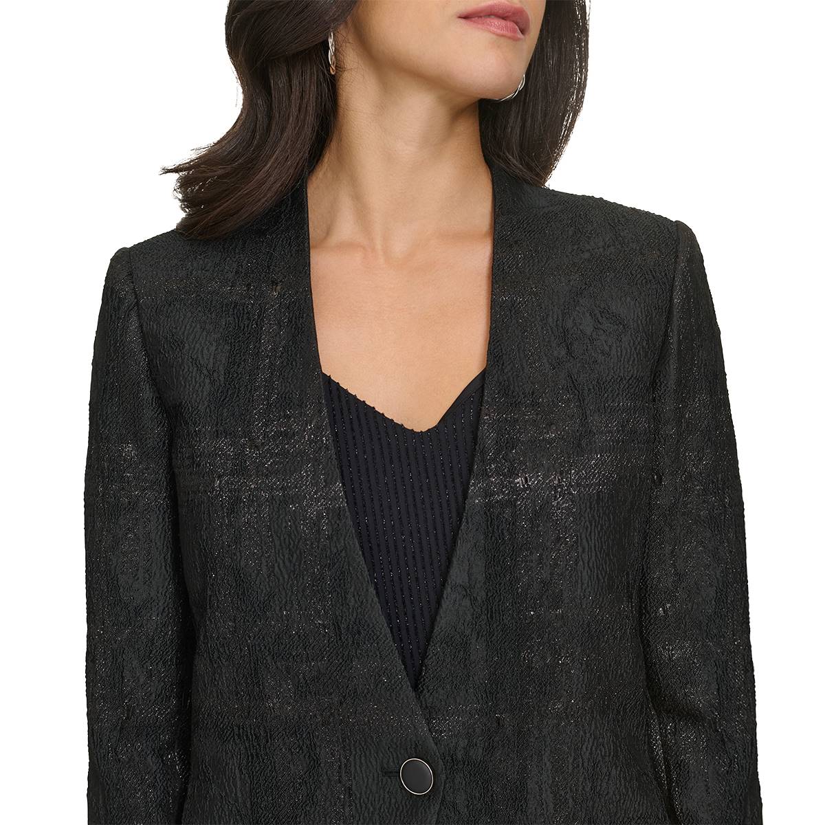 Womens Calvin Klein Long Sleeve One Button Jacquard Jacket