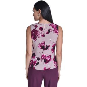 Womens Calvin Klein Sleeveless Pleat Neck Floral Blouse alternate view