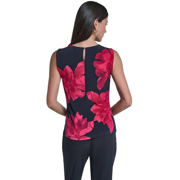 Womens Calvin Klein Sleeveless Pleat Neck Floral Blouse alternate view