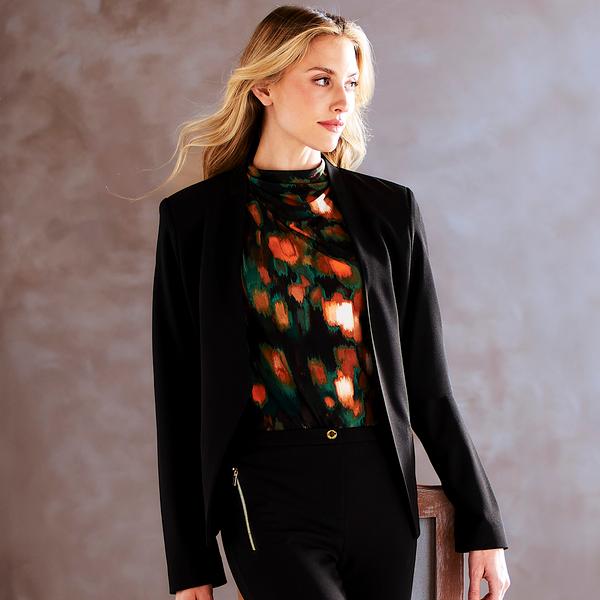 Womens Calvin Klein Solid Crepe Open Jacket