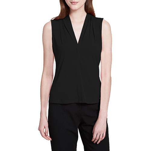 Womens Calvin Klein Sleeveless Shirred V-Neck Blouse