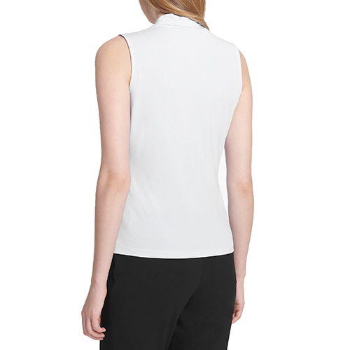 Womens Calvin Klein Sleeveless Shirred V-Neck Blouse