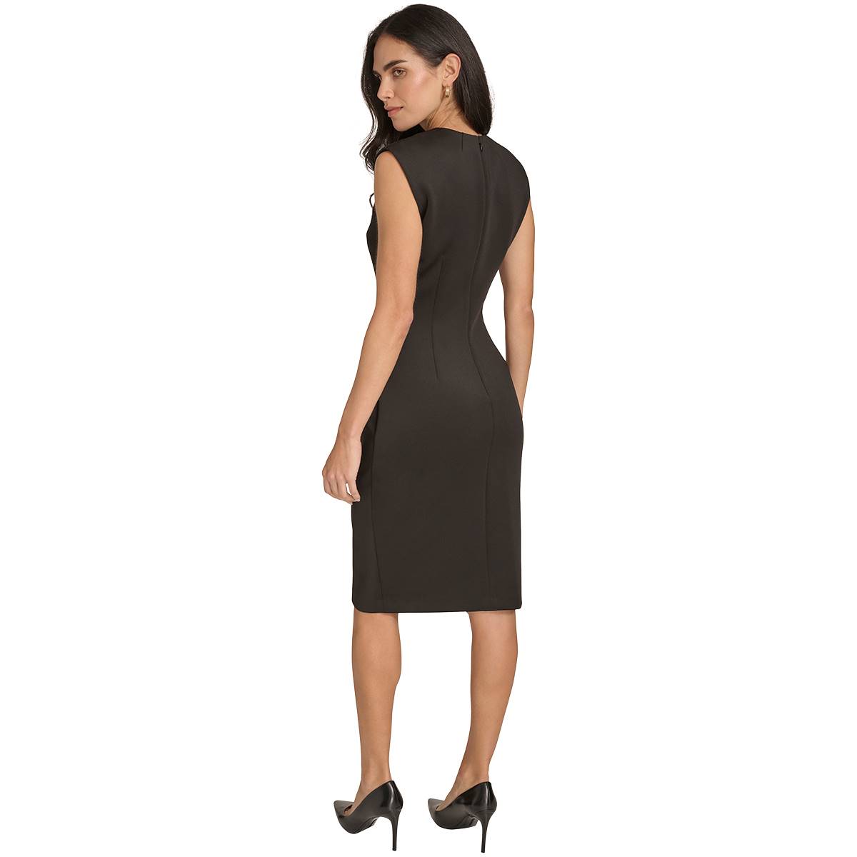 Womens Calvin Klein Sleeveless Cut-Out Neck Scuba Sheath Dress