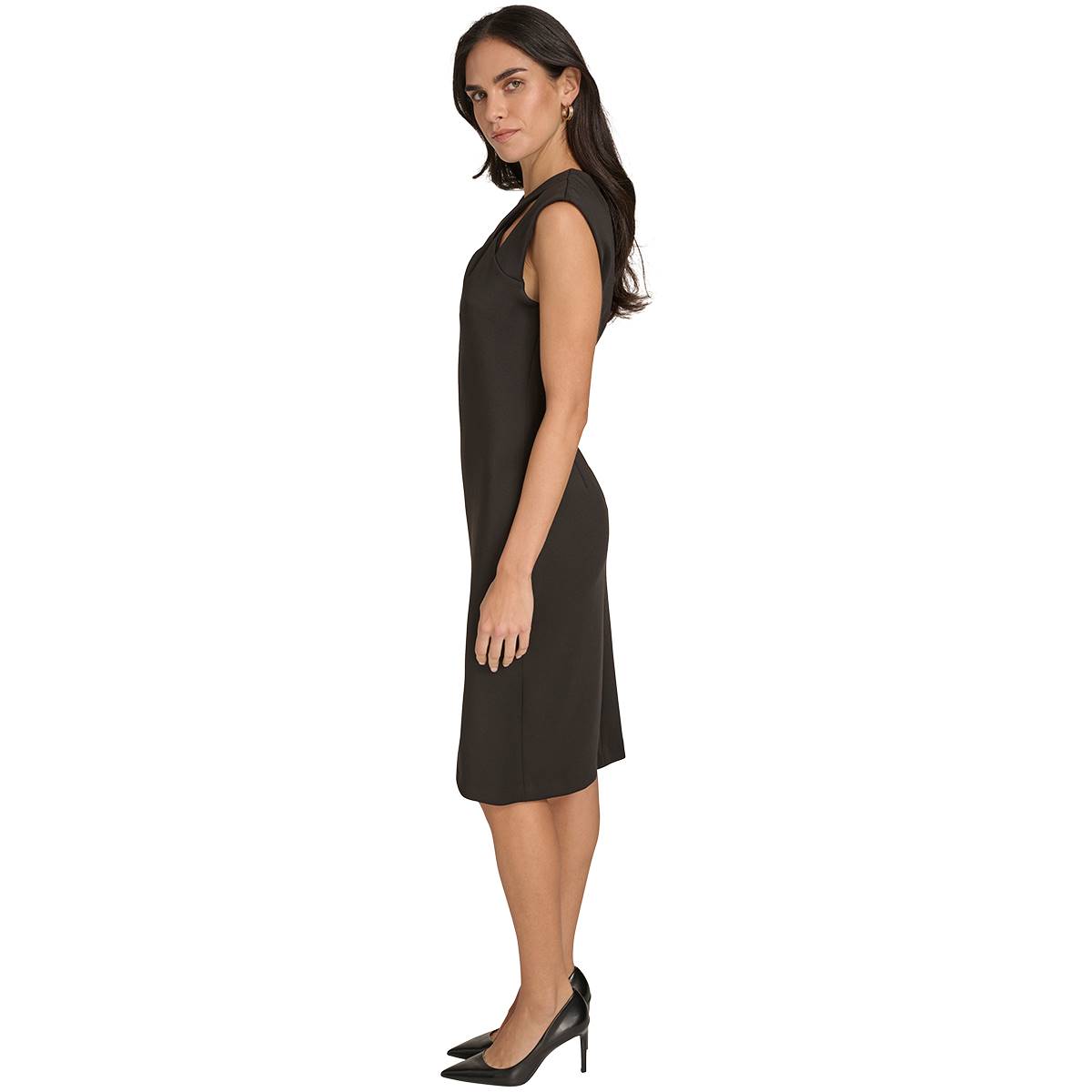 Womens Calvin Klein Sleeveless Cut-Out Neck Scuba Sheath Dress