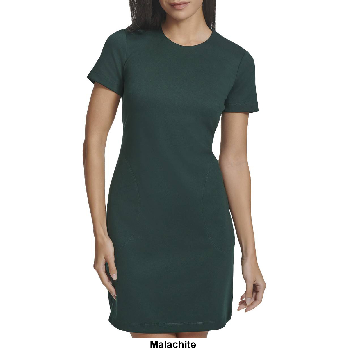 Womens Calvin Klein Short Sleeve Ponte Shift Dress With Pockets