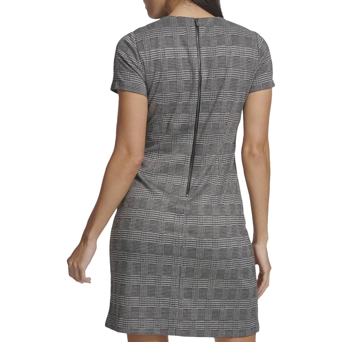 Womens Calvin Klein Short Sleeve Plaid Ponte Shift Dress