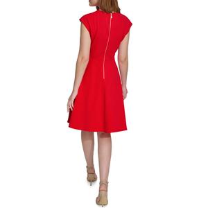 Womens Calvin Klein Cap Sleeve Crepe Fit & Flare Dress alternate view
