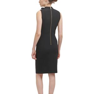 Womens Calvin Klein Sleeveless Crepe Tie Neck Sheath Dress alternate view