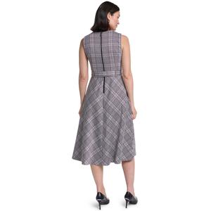 Womens Calvin Klein Sleeveless Plaid Belt Waist Midi Dress alternate view