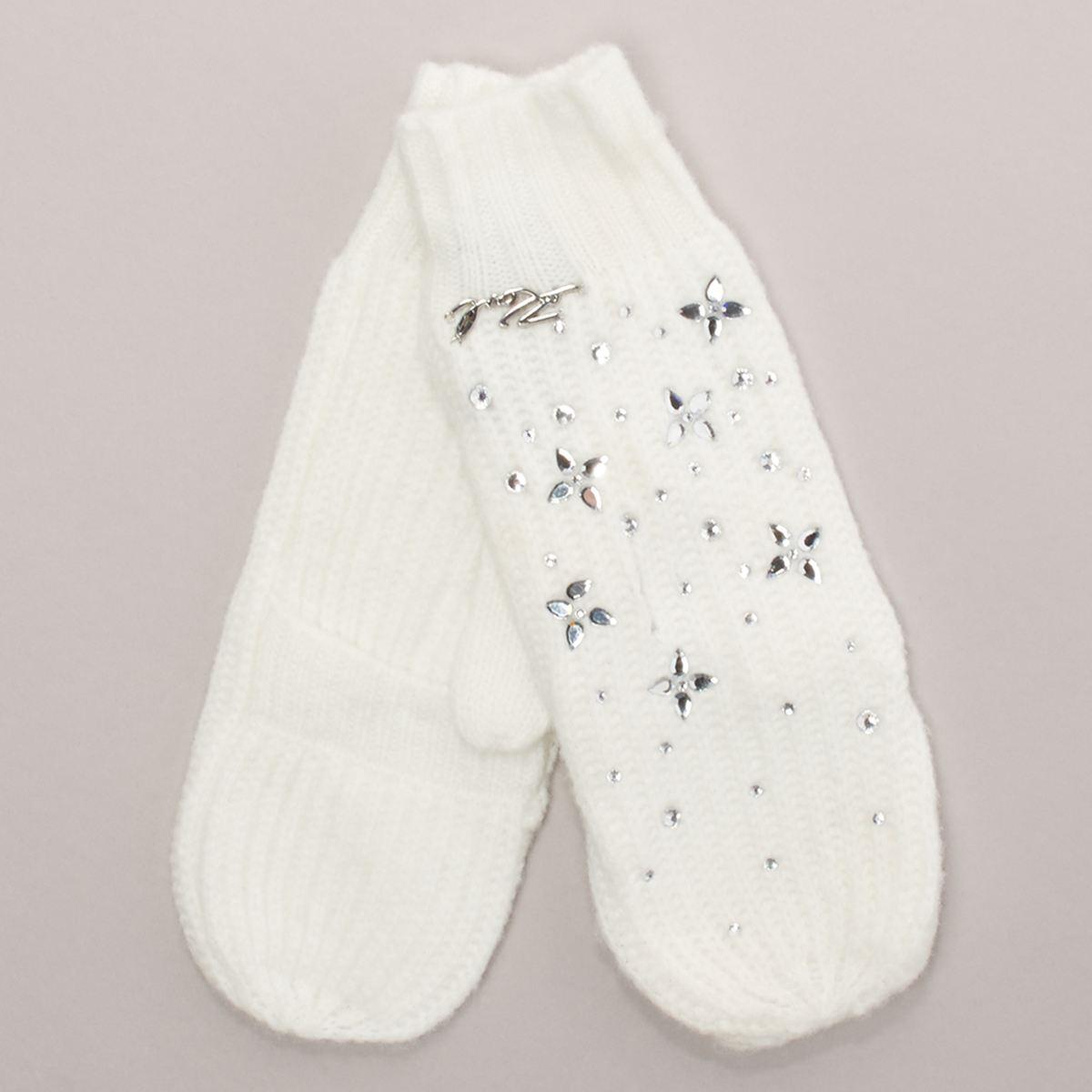 Karl Lagerfeld Paris Studded Flip Top Mitten Gloves - Ivory