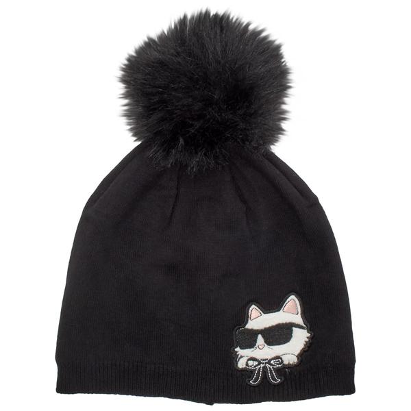 Womens Karl Lagerfeld Cozy Cat Hat with Pom