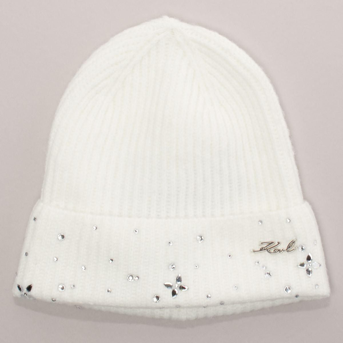 Karl Lagerfeld Paris Studded Shaker Stitch Beanie Hat - Black