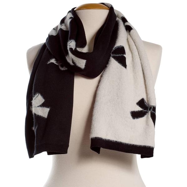 Womens Karl Lagerfeld Fuzzy Scarf with Bows