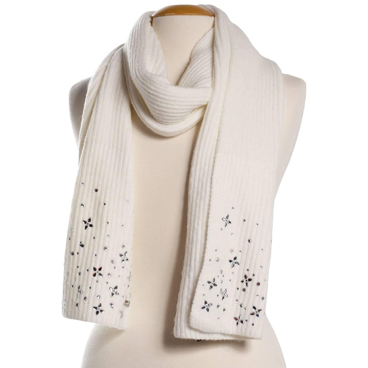 Karl Lagerfeld Paris Studded Shaker Stitch Scarf - Ivory