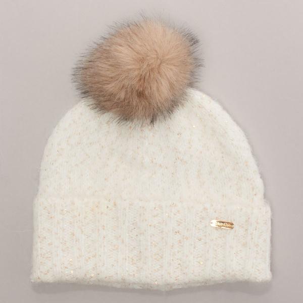 Womens Calvin Klein Fuzzy Sequin Pom Hat