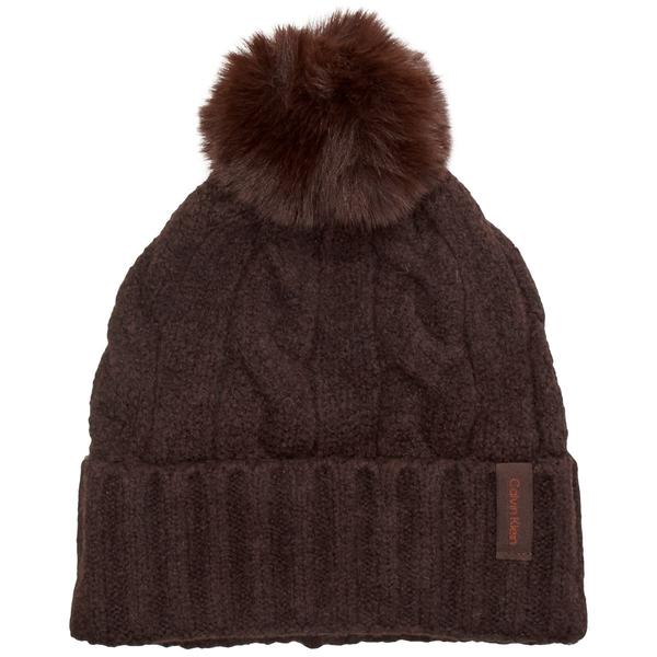 Womens Calvin Klein Cable with Pom Beanie