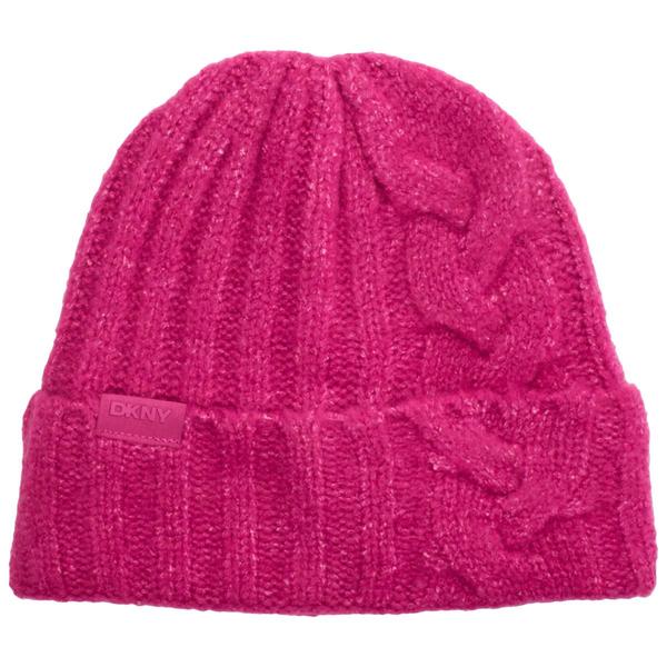 Womens DKNY Solid Cable Knit Beanie