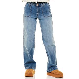 Juniors Celebrity Pink Mid Rise Wide Leg Jeans w/Porkchop Pockets
