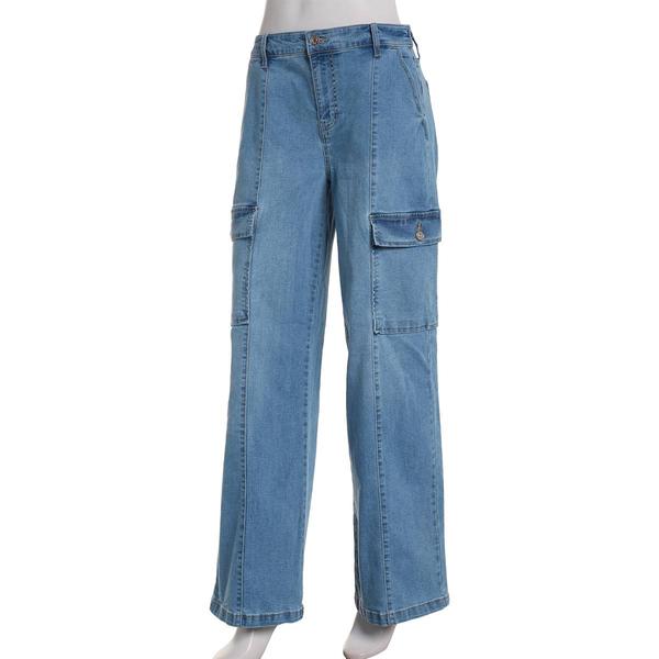 Juniors Celebrity Pink Wide Leg Cargo Pocket Jeans alternate view