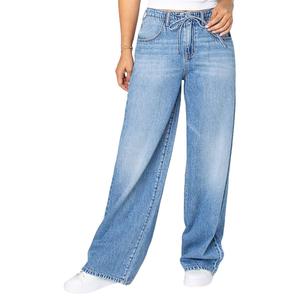 Juniors Celebrity Pink Ultra High Rise Tie Waist Wide Leg Jeans alternate view