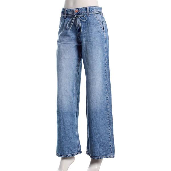 Juniors Celebrity Pink Self Belt Mid Rise Wide Leg Jeans